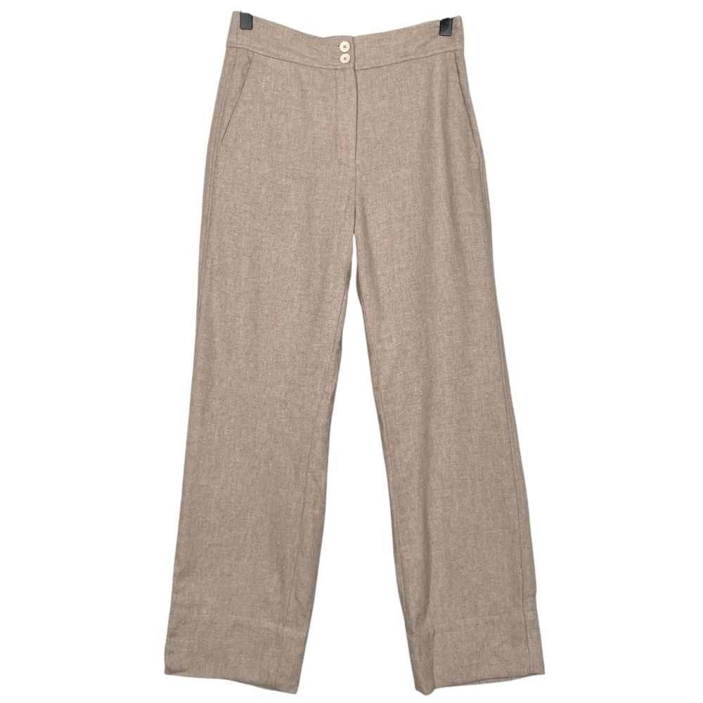 Massimo Dutti Size US 2 Two-button Wool Straight Leg Trousers In Beige